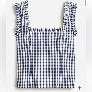 J CREW GINGHAM RUFFLE TOP SZ S (6-8)
